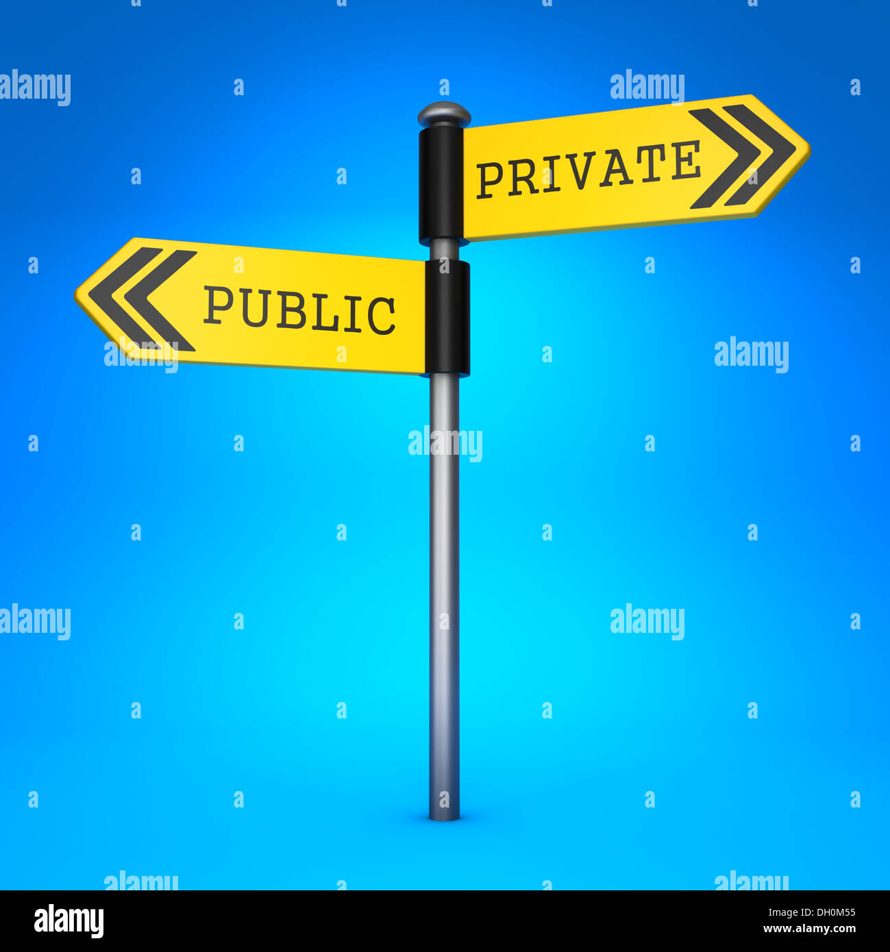 Public ou Privé. Concept de choix. Banque D'Images