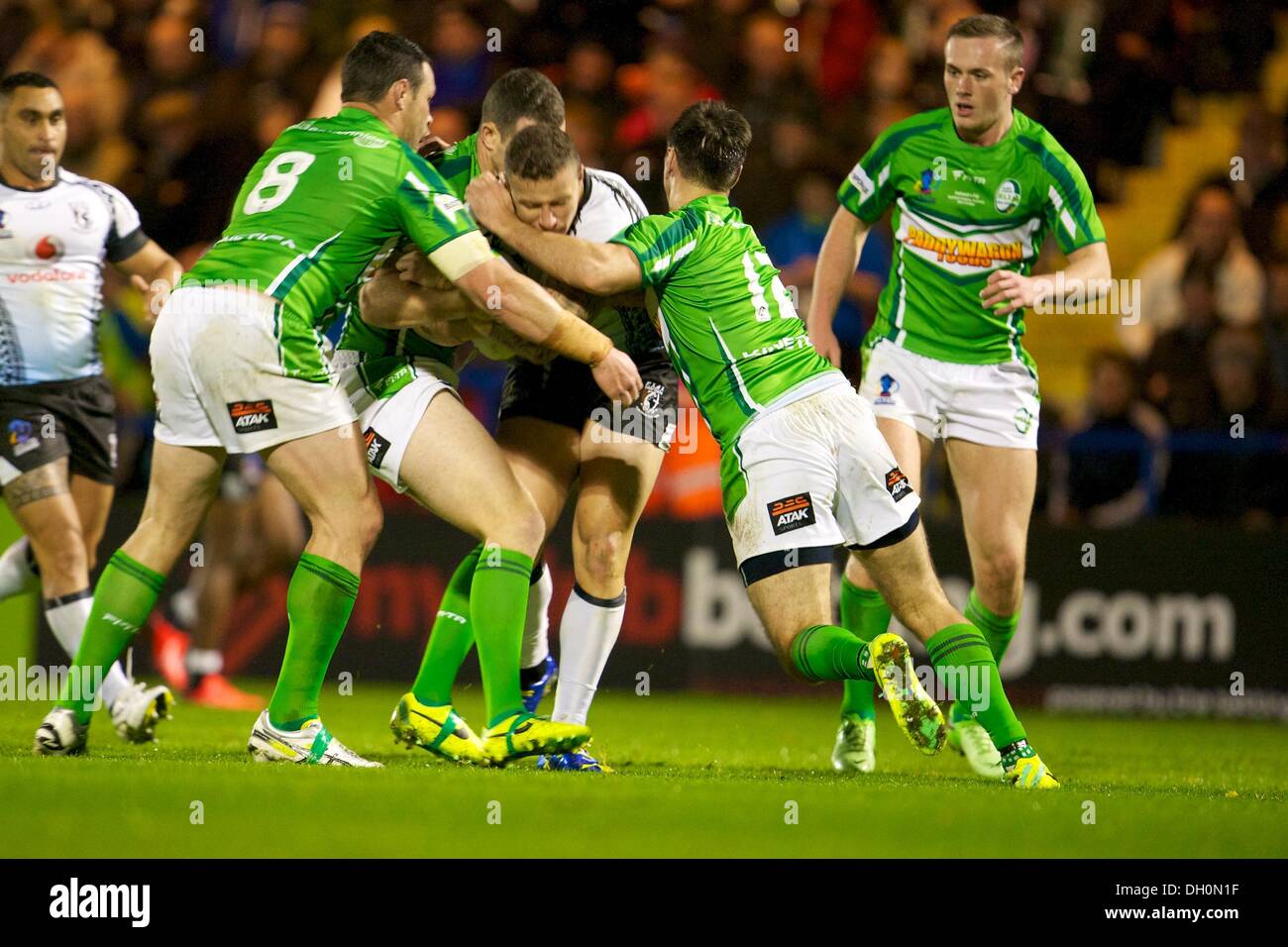 Rochale, UK. 28 Oct, 2013. Dave Allen (Irlande &AMP ; Widnes Vikings) pendant la Coupe du Monde de Rugby un jeu de groupe entre les Fidji et l'Irlande à partir de l'Spotland Stadium. Credit : Action Plus Sport/Alamy Live News Banque D'Images