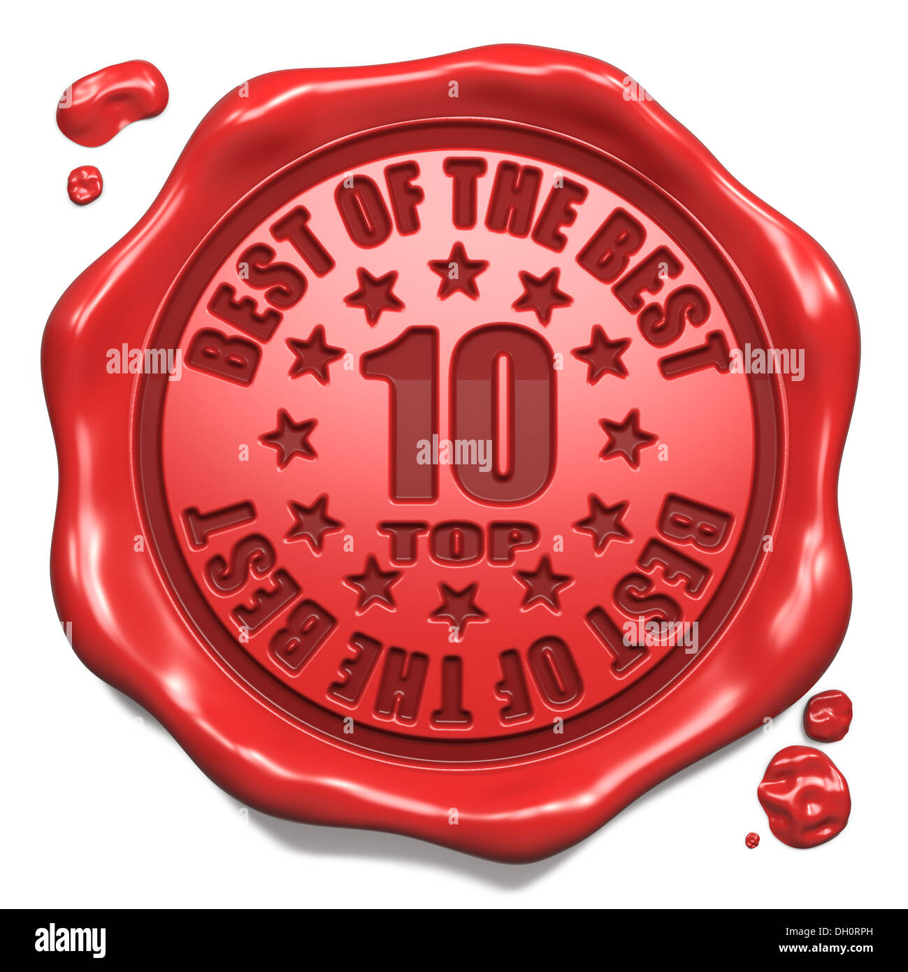 Top 10 dans les tableaux - Timbres sur le sceau de cire rouge. Banque D'Images