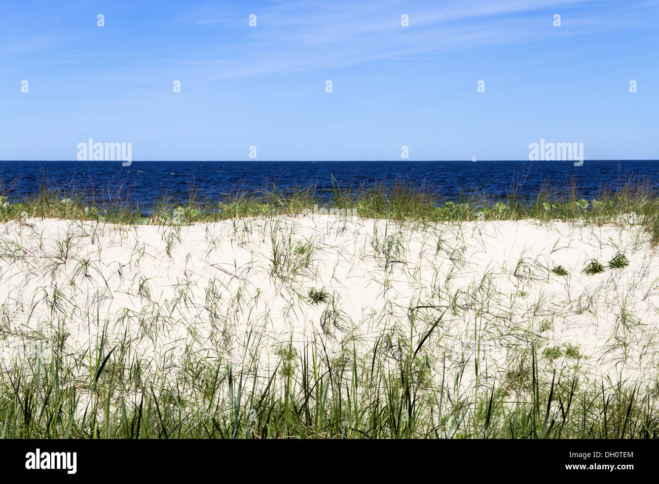 L'océan de dunes et de ciel bleu Banque D'Images