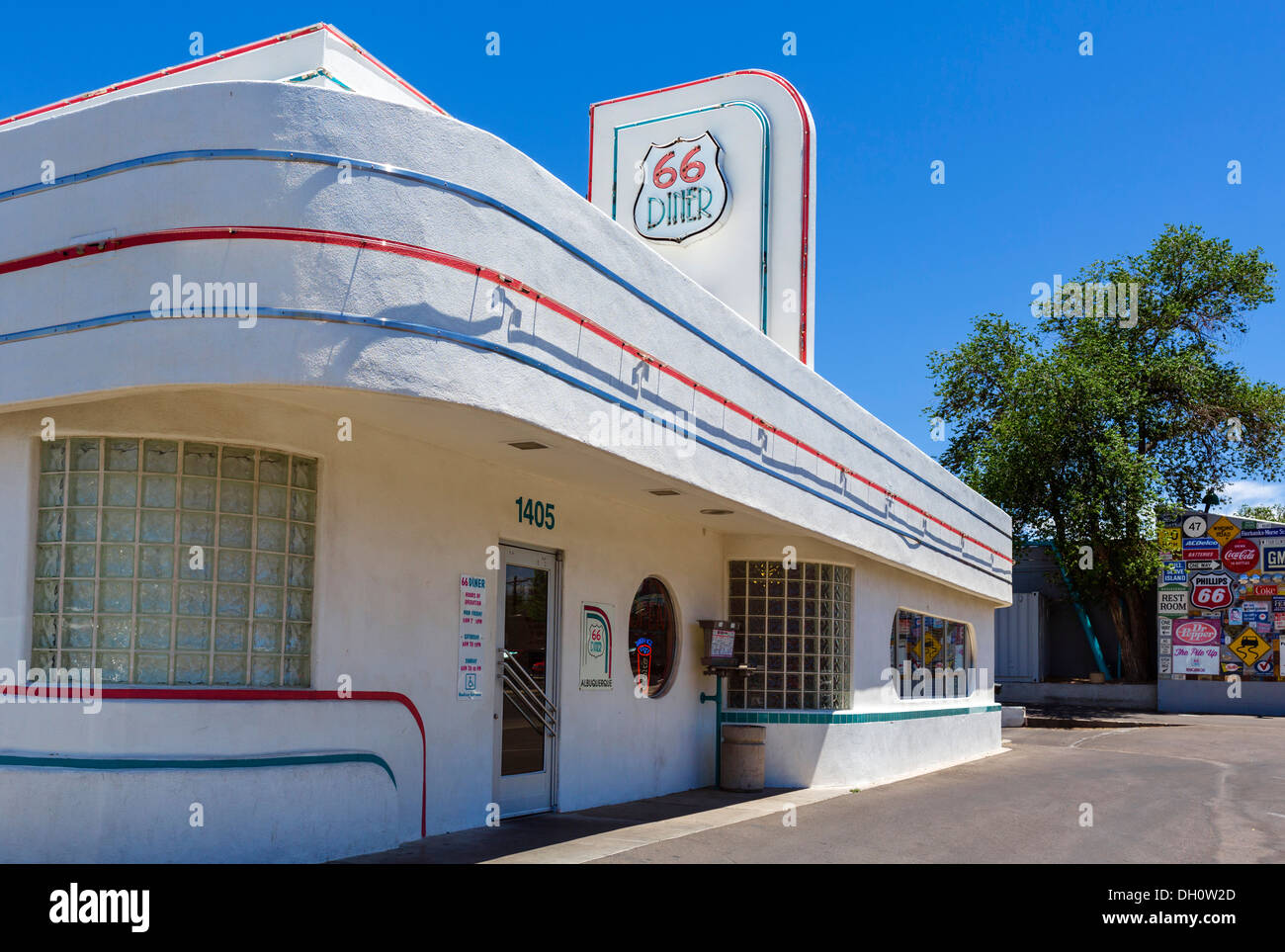 Le 66 Diner sur l'Avenue centrale (ancienne route 66), Albuquerque, New Mexico, USA Banque D'Images