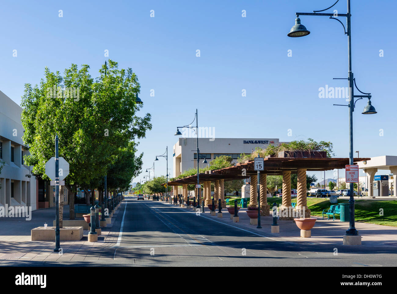 Rue principale dans le centre de Las Cruces, New Mexico, USA Banque D'Images