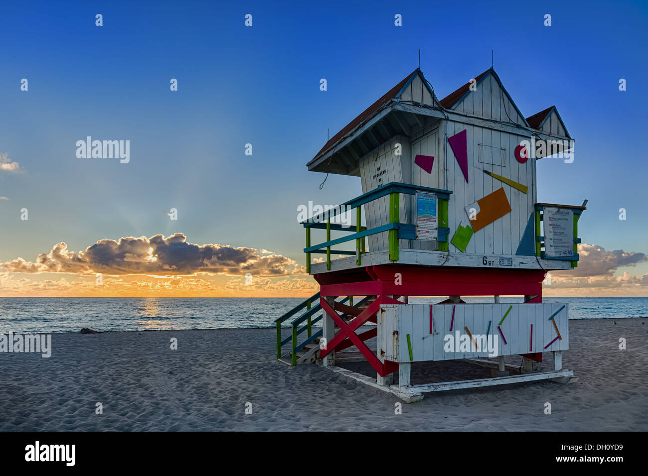 Le 6ème Street Art Deco lifeguard tower sur Miami Beach Banque D'Images