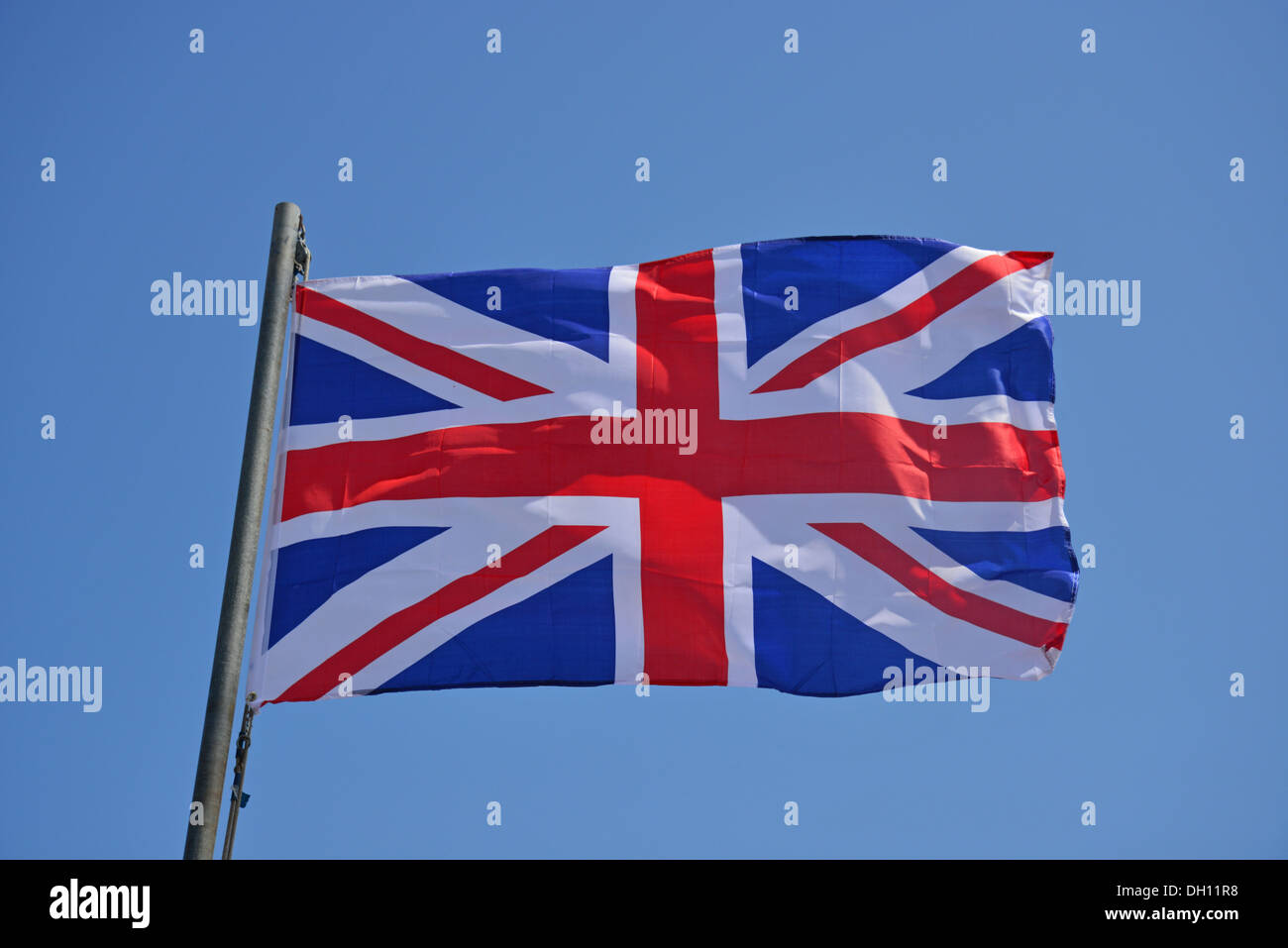 Union Jack flag flying sur front de mer, chapelle St Leonards, Lincolnshire, Angleterre, Royaume-Uni Banque D'Images