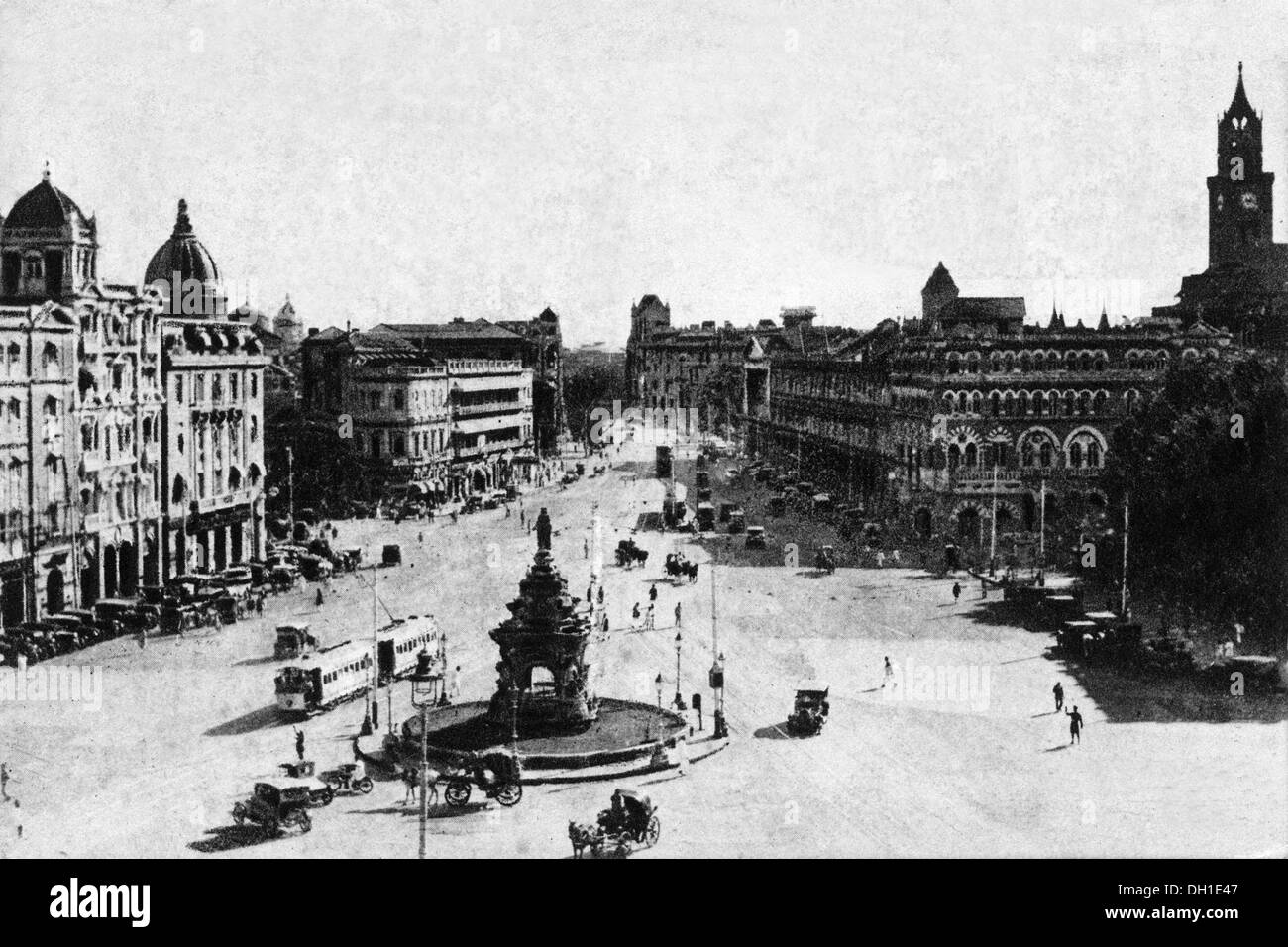 Old vintage des années 1900 esplanade road fontaine flora maintenant hutatma chowk Bombay Mumbai maharashtra Inde - aja 183412 Banque D'Images