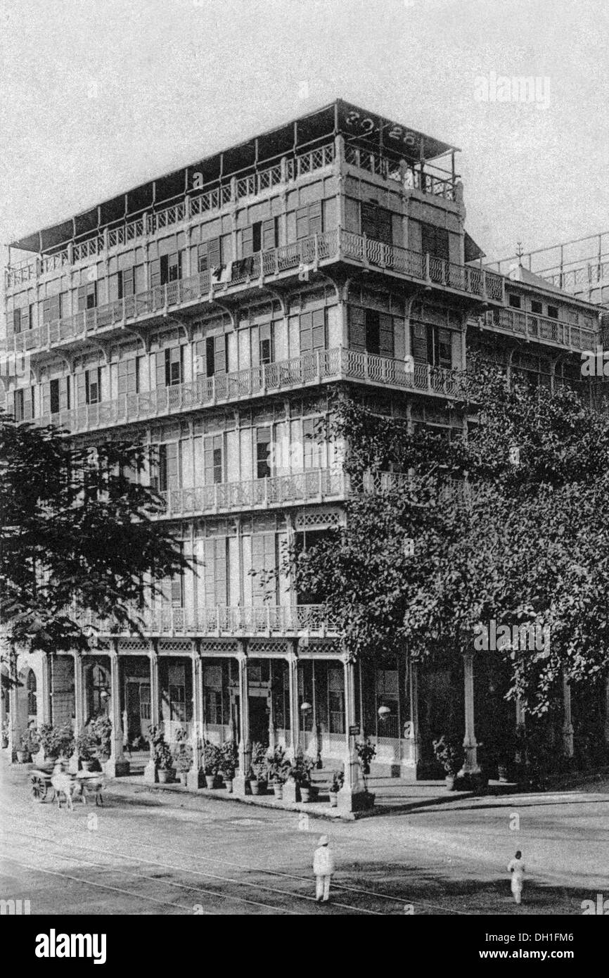 Watson Hotel , bâtiment en fonte , ancienne image des années 1900 , maintenant Esplanade Mansion , Kala Ghoda , Bombay , Mumbai , Maharashtra , Inde , Asie Banque D'Images