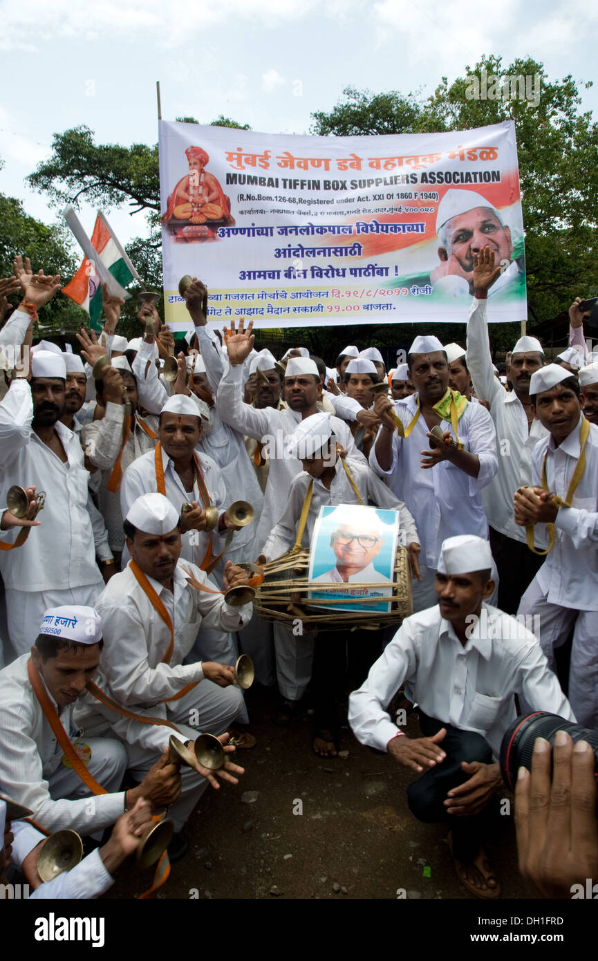 Anna Hazare protestation mumbai Maharashtra Inde Asie d'agitation Banque D'Images