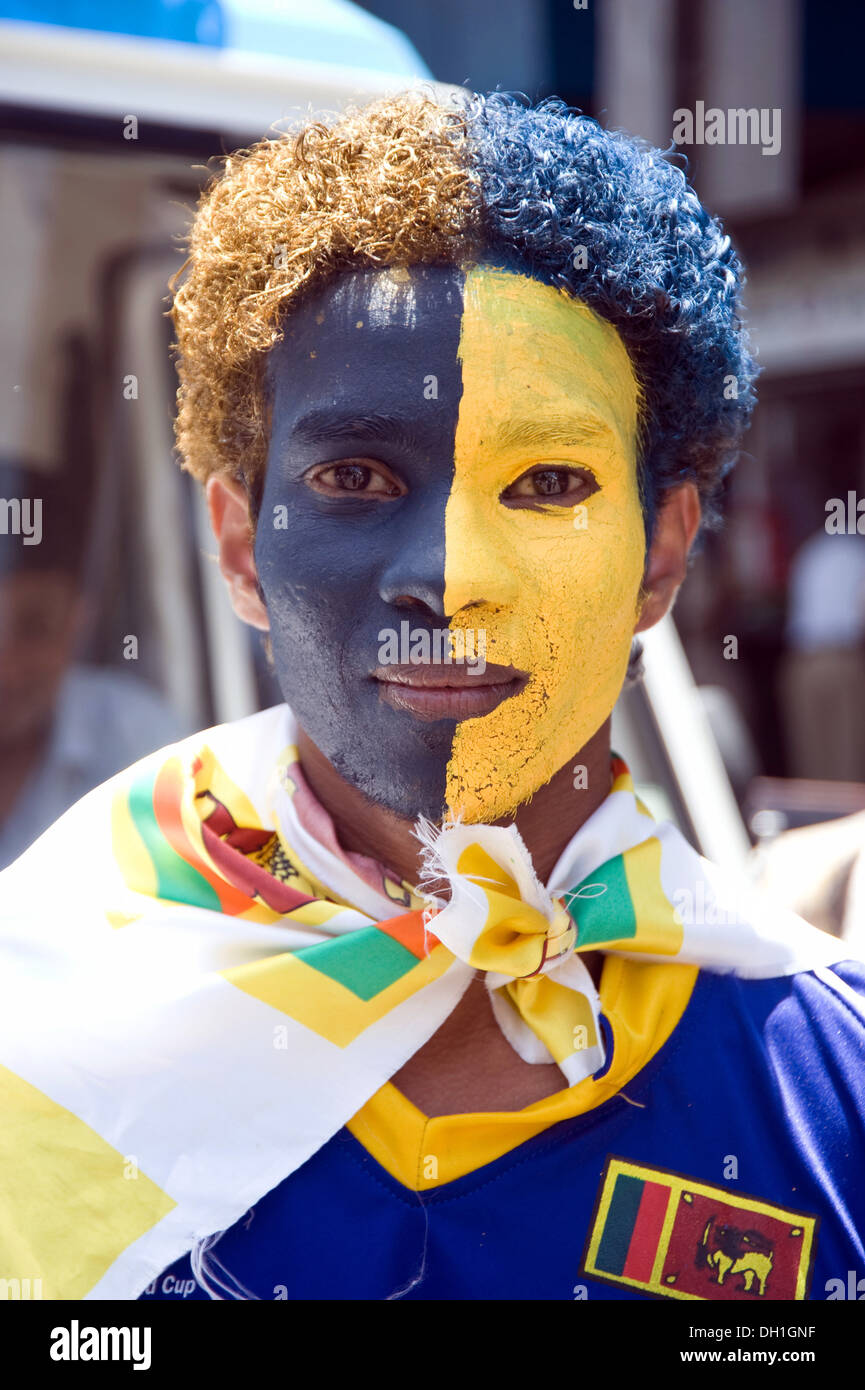 Fan de cricket Sri Lanka peint Banque D'Images