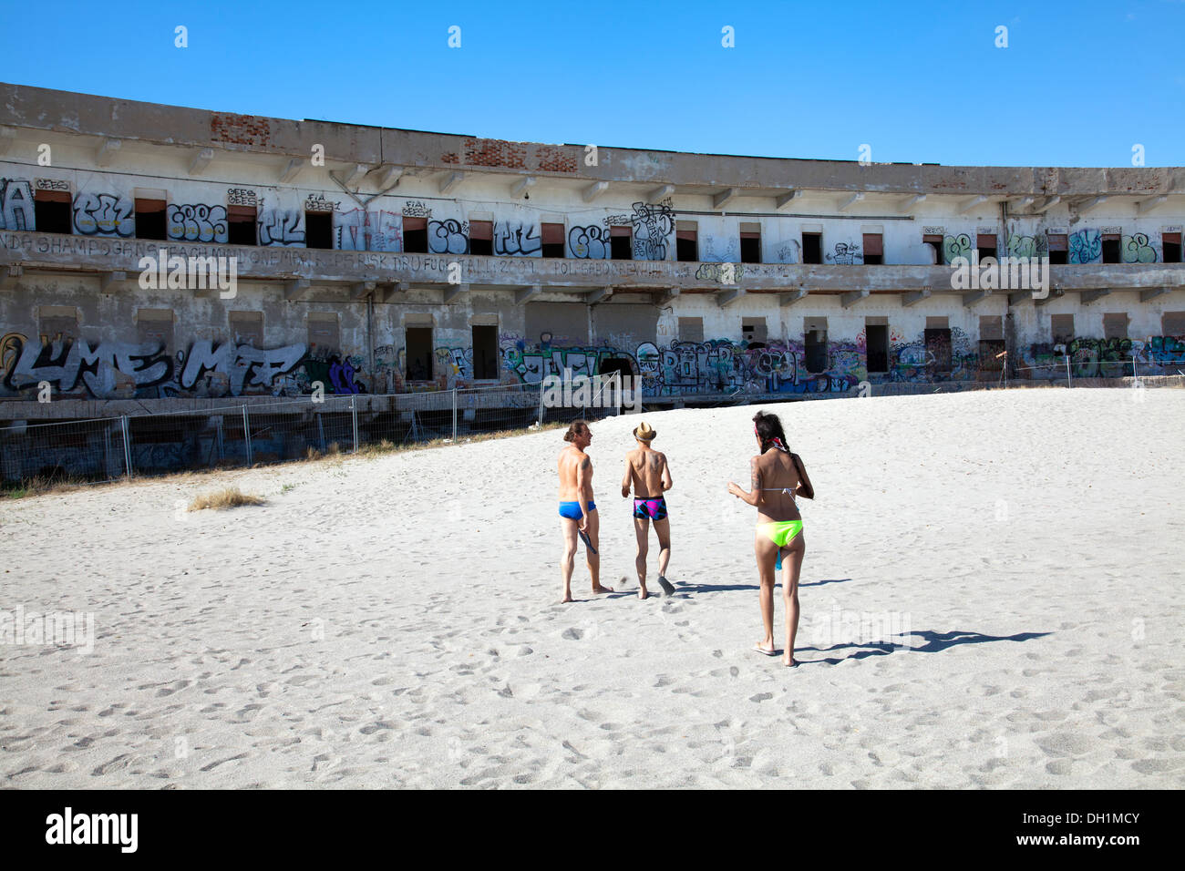 Ancien Hôpital ruines sur la plage de Poetto à Cagliari - Sardaigne Banque D'Images