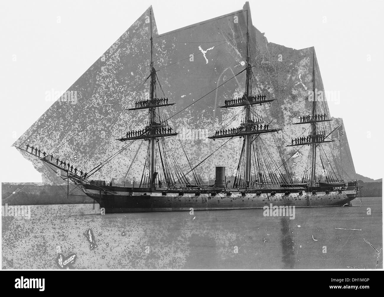 Cette image montre le Pensacola, un sloop américain de guerre. C'est l'un des navires de guerre utilisés par la marine américaine au cours du XIXe siècle, en particulier lors de la guerre américano-mexicaine et de la guerre de Sécession. Banque D'Images