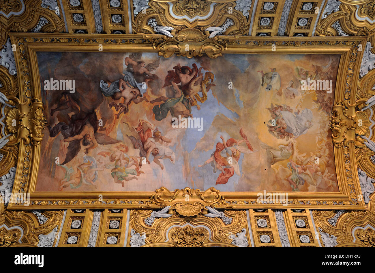 Italie, Rome, église de Santi Ambrogio e Carlo al Corso, plafond Banque D'Images