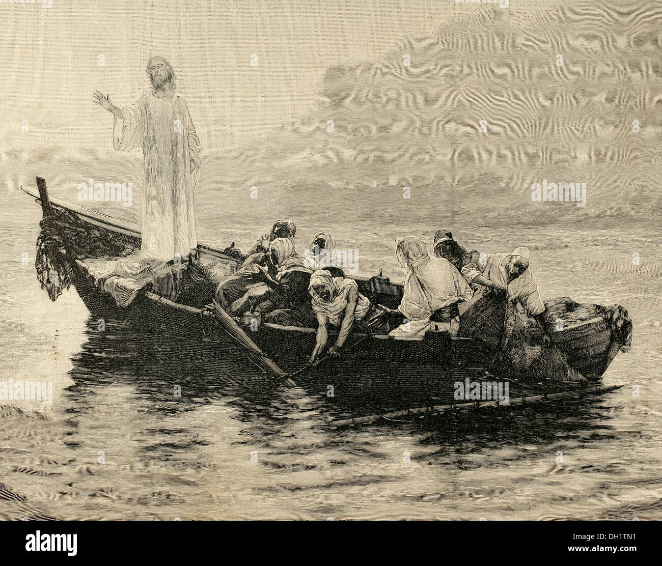 Nouveau Testament. Jésus. Où est votre foi ? D'après une peinture de G. Guida. Gravure par Mancastropa. Banque D'Images