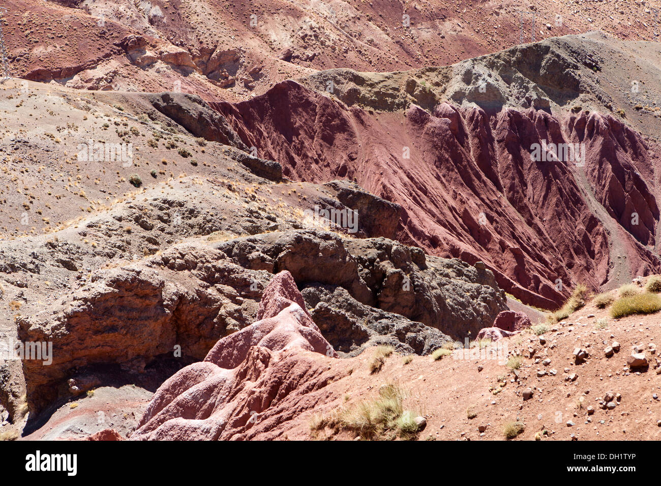 Photo de paysage prises voyageant à travers l'Anti Atlas Mountains en direction de Adgz, Sud du Maroc, l'Afrique du Nord Banque D'Images