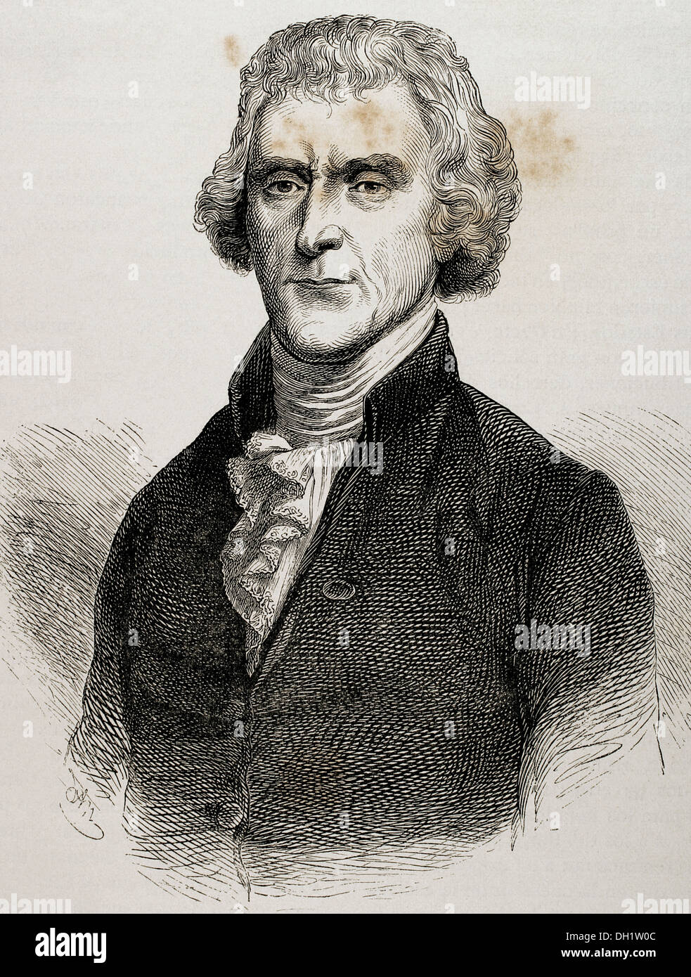 Thomas Jefferson (1743-1826). 3e président et l'un des pères fondateurs des États-Unis. La gravure. Banque D'Images