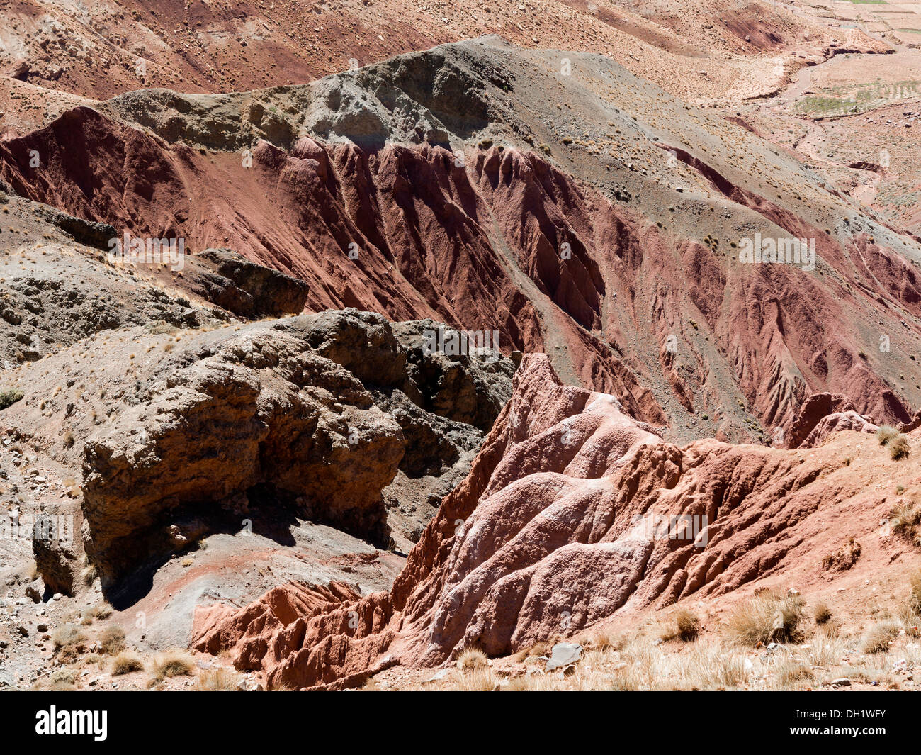 Photo de paysage prises voyageant à travers l'Anti Atlas Mountains en direction de Adgz, Sud du Maroc, l'Afrique du Nord Banque D'Images