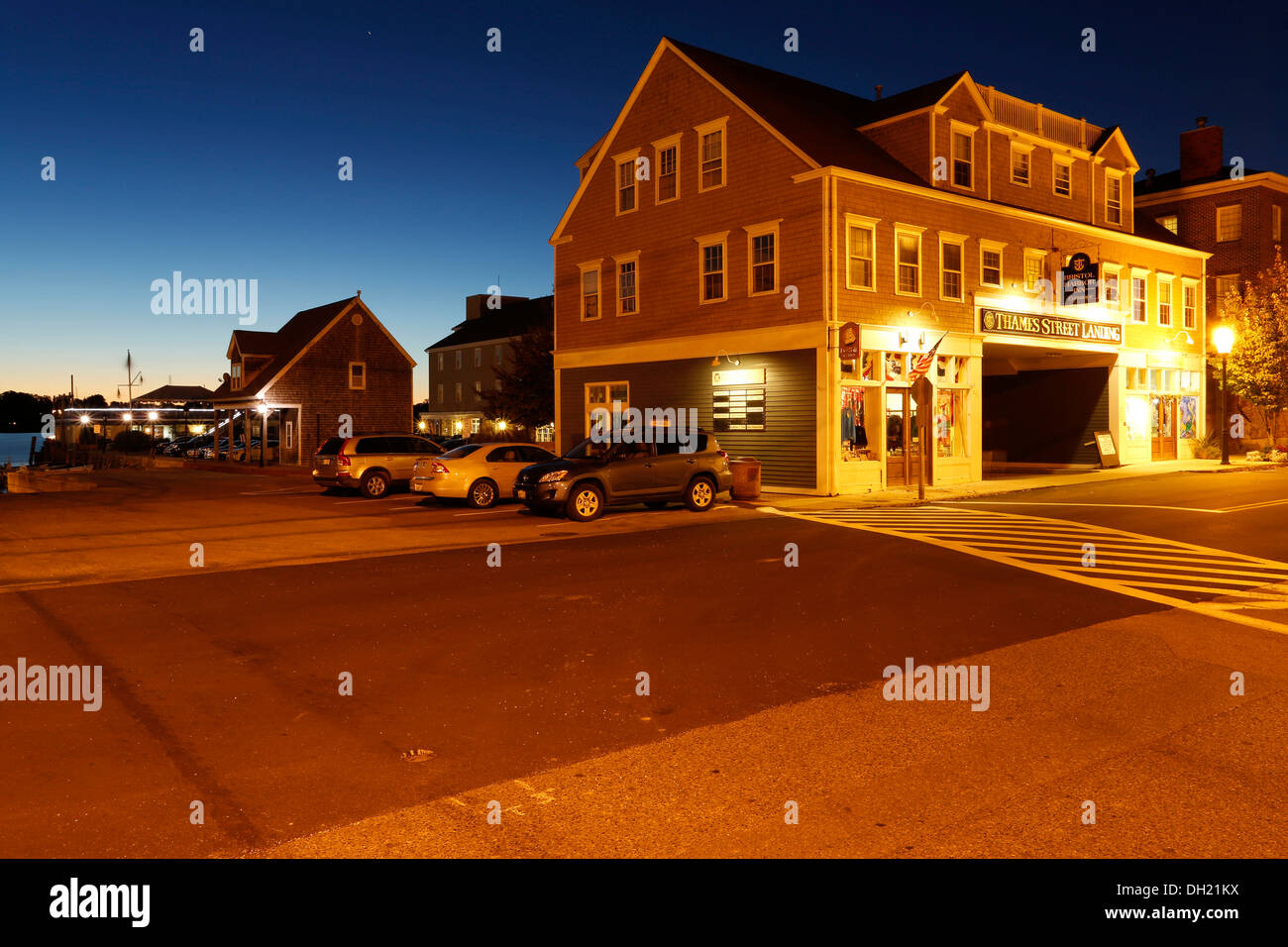 Thames Street Landing et Bristol Harbour Inn, Bristol, Rhode Island, USA Banque D'Images