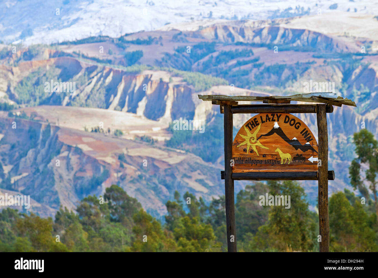 Lazy Dog Inn mountain retreat près de Huaraz dans les Andes péruviennes, l'Amérique du Sud. Banque D'Images