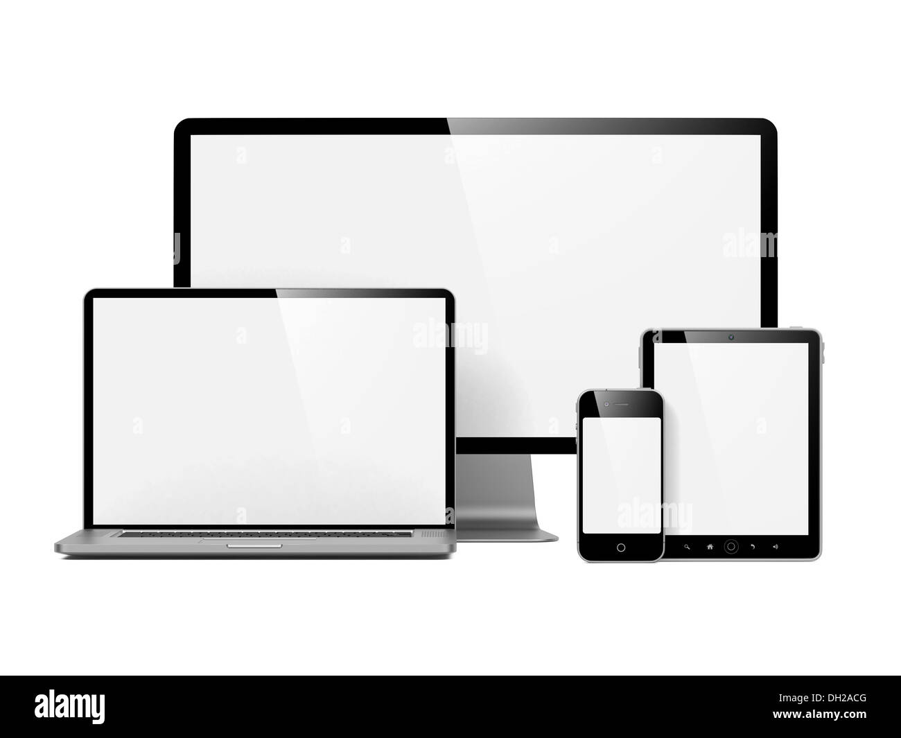 Appareils électroniques modernes isolé sur blanc. Banque D'Images