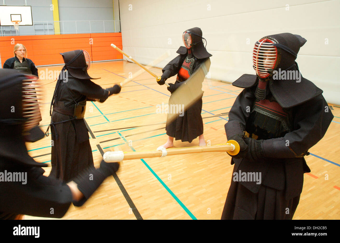 Formation de Kendo, Grammar School auf dem Asterstein, Koblenz, Rhénanie-Palatinat Banque D'Images