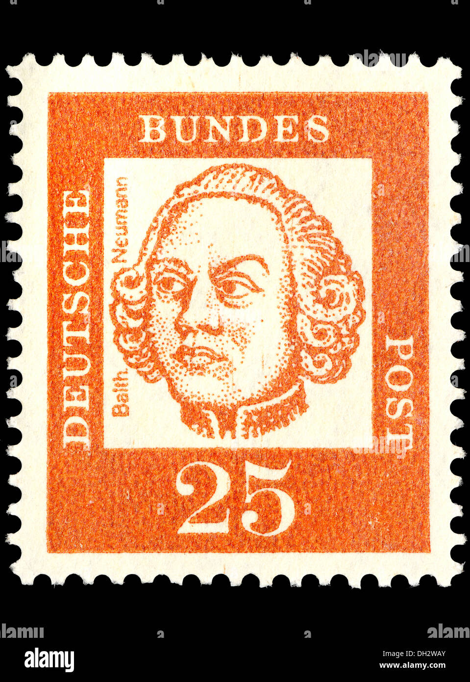 Portrait de Johann Balthasar Neumann (1687-1753) : architecte Baroque Allemand sur timbre Allemand Banque D'Images