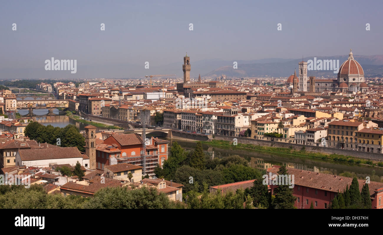 Un paysage urbain de Florence, Toscane, avec ses principaux bâtiments Banque D'Images