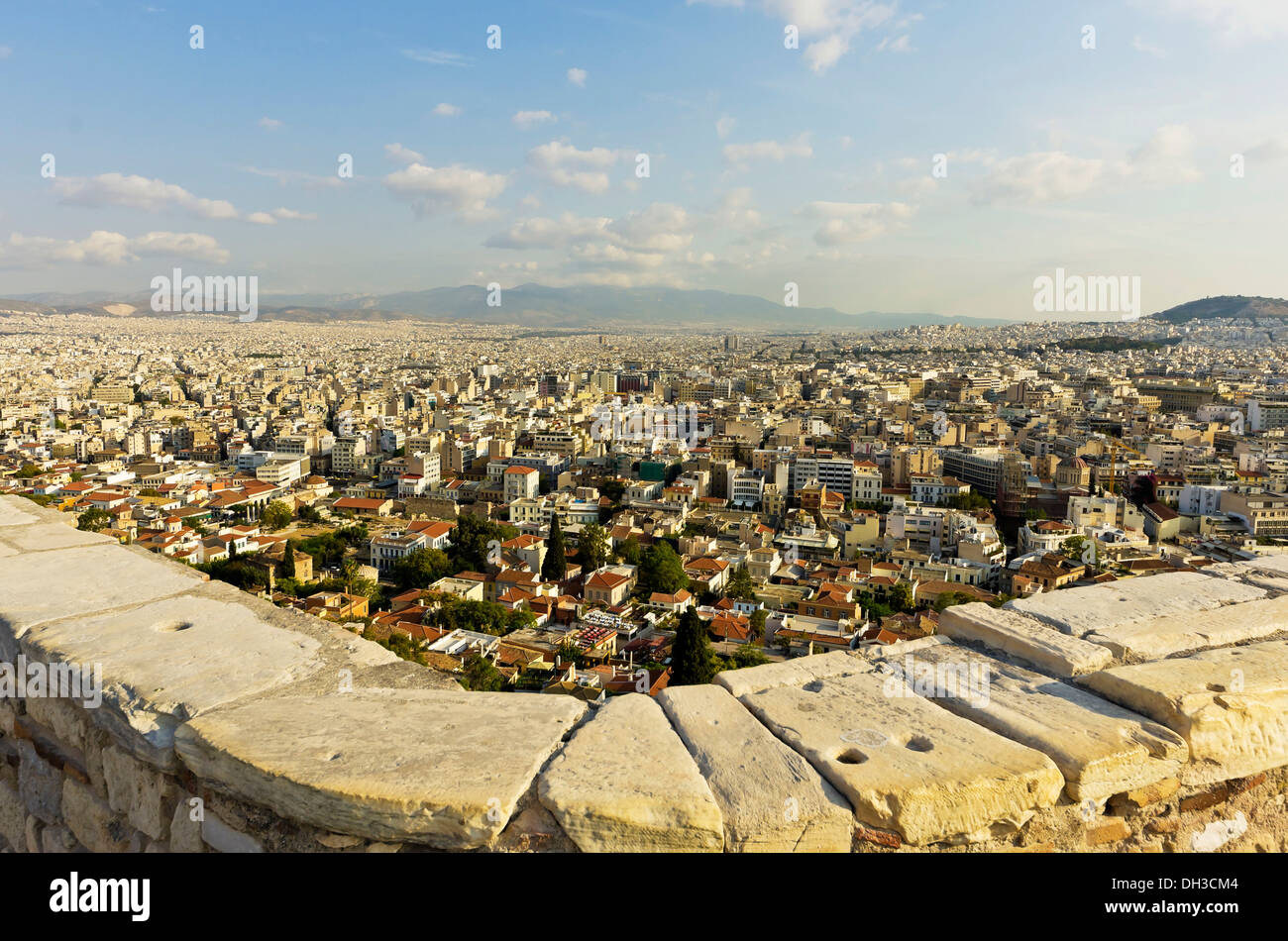 Vue depuis l'Acropole sur la ville d'Athènes, Grèce, Europe Banque D'Images