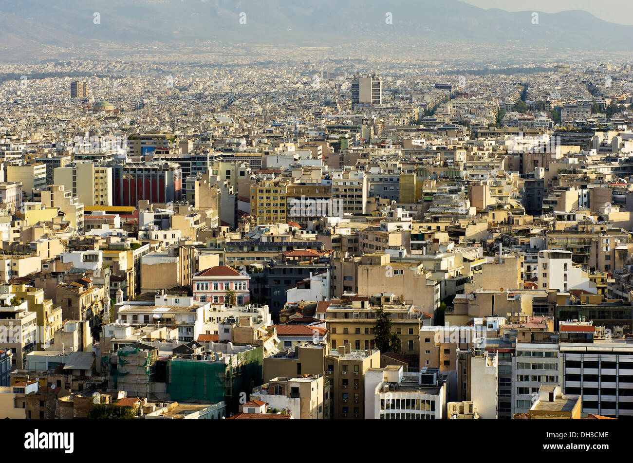 Vue depuis l'Acropole sur la ville d'Athènes, Grèce, Europe Banque D'Images
