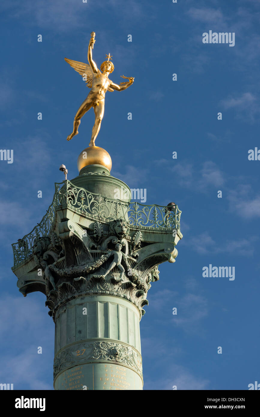 La Colonne de Juillet monument à la révolution de 1830, la Bastille, Paris, France Banque D'Images