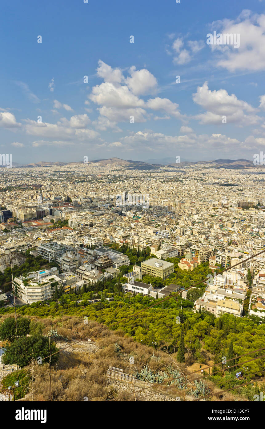 Vue d'Athènes comme vu du Mont Lycabette, Grèce, Europe Banque D'Images