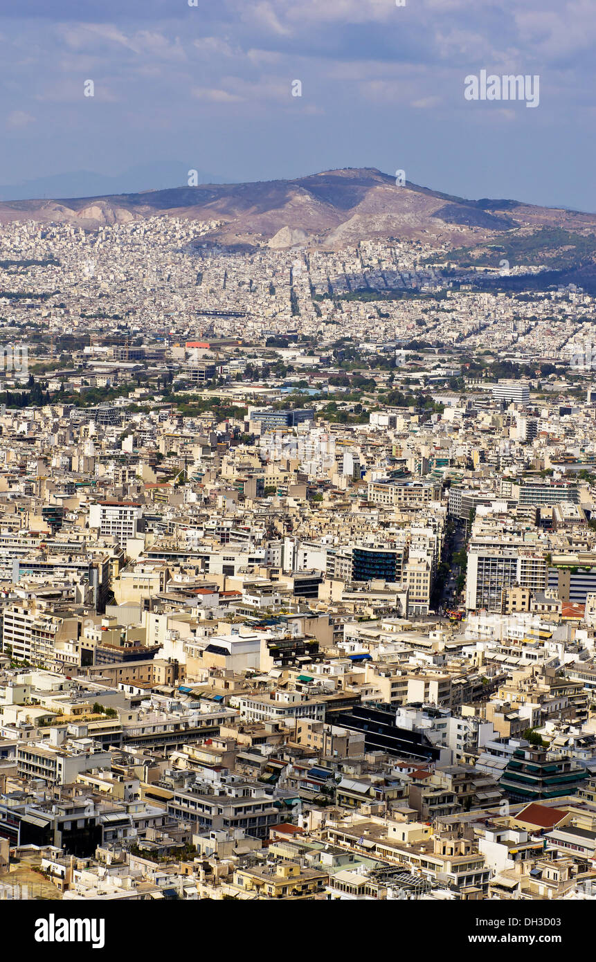 Vue d'Athènes comme vu du Mont Lycabette, Grèce, Europe Banque D'Images