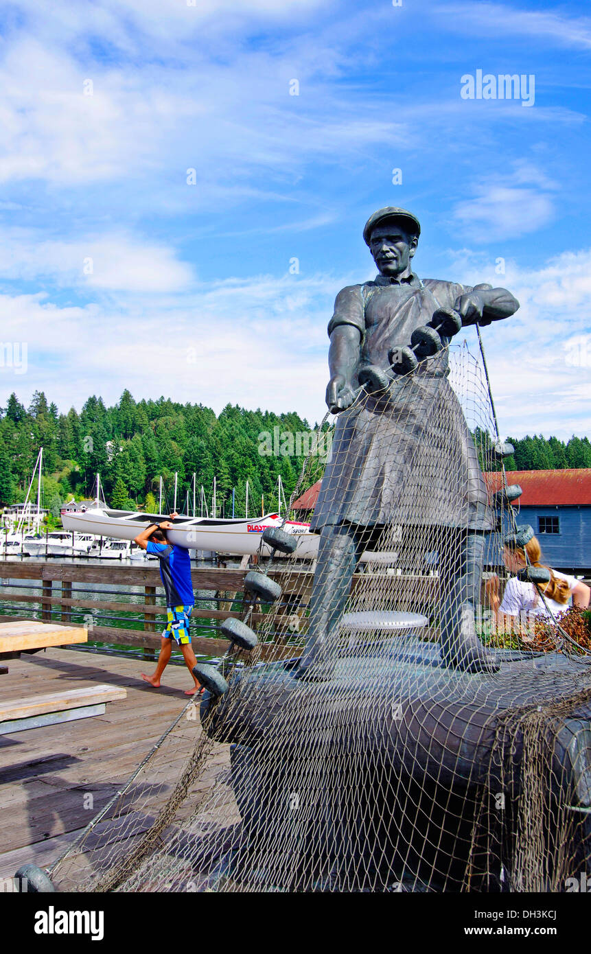 Statue en bronze Fisherman's Memorial Gig Harbor WA Banque D'Images