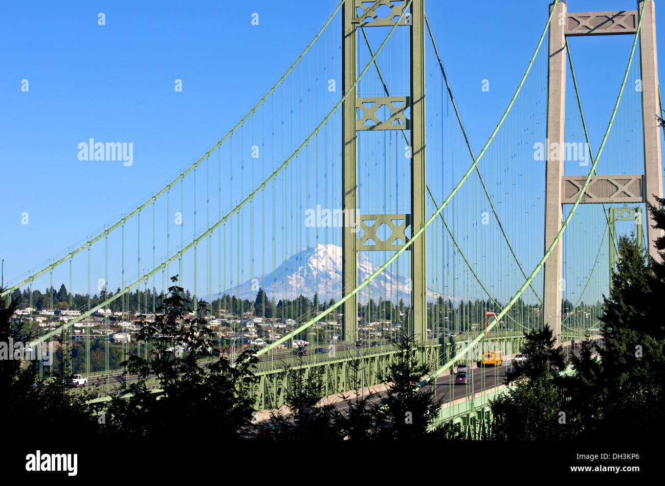 Tacoma Narrows Bridge dans Tacoma Washington Banque D'Images