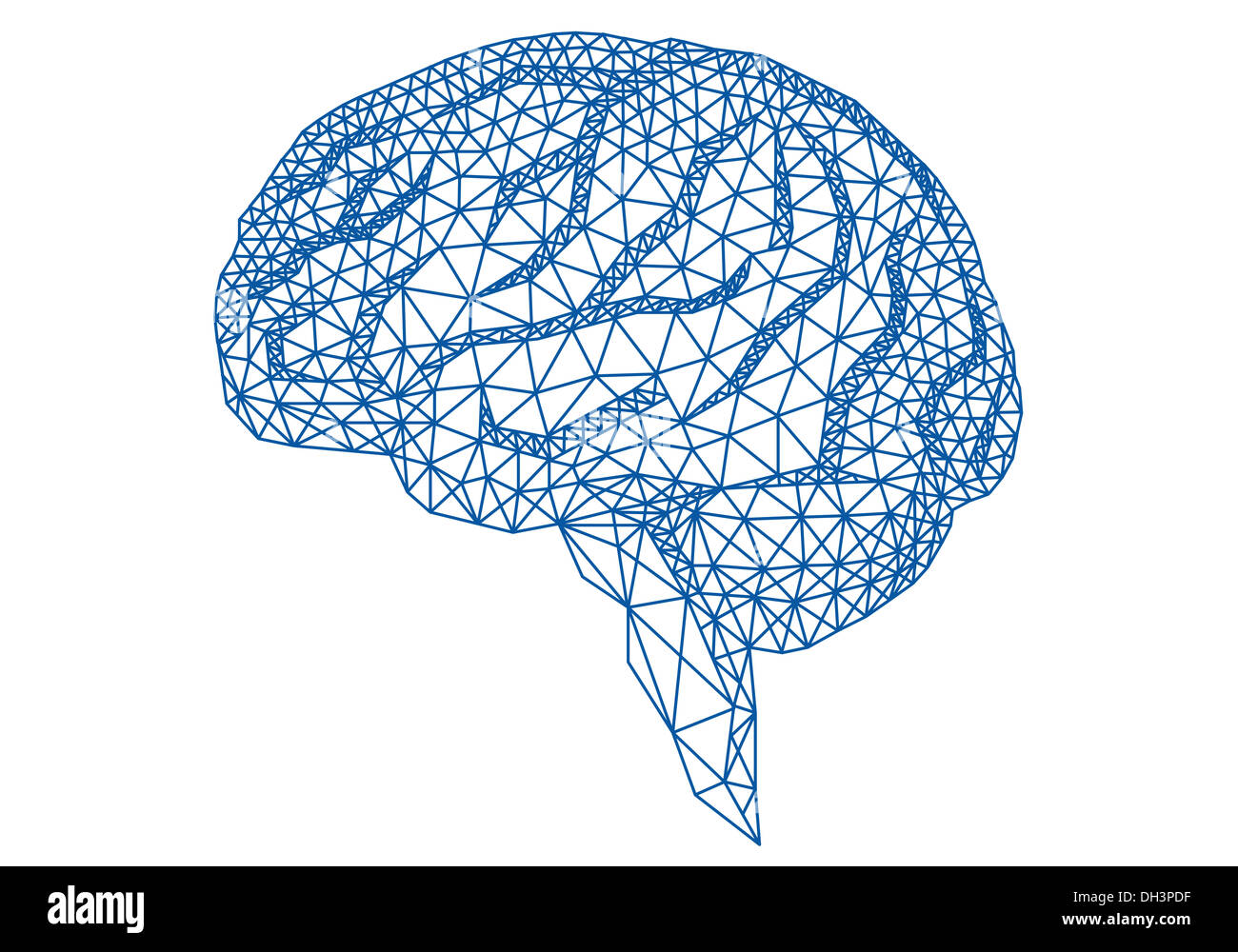 Cerveau humain bleu abstrait géométrique avec l'engrènement, vector illustration Banque D'Images