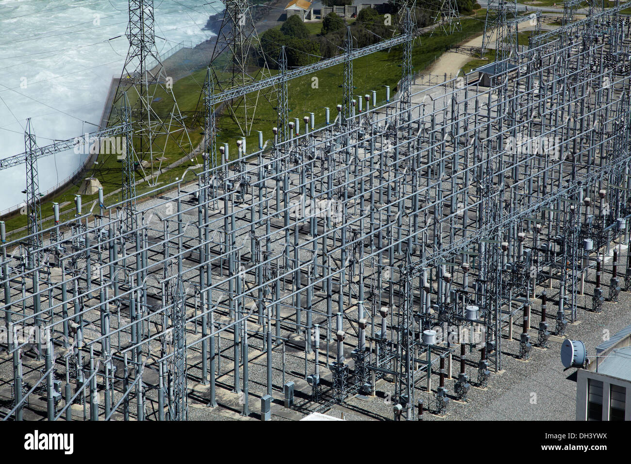 Barrage hydroélectrique de commutation à Roxburgh, Roxburgh, Central Otago, île du Sud, Nouvelle-Zélande Banque D'Images