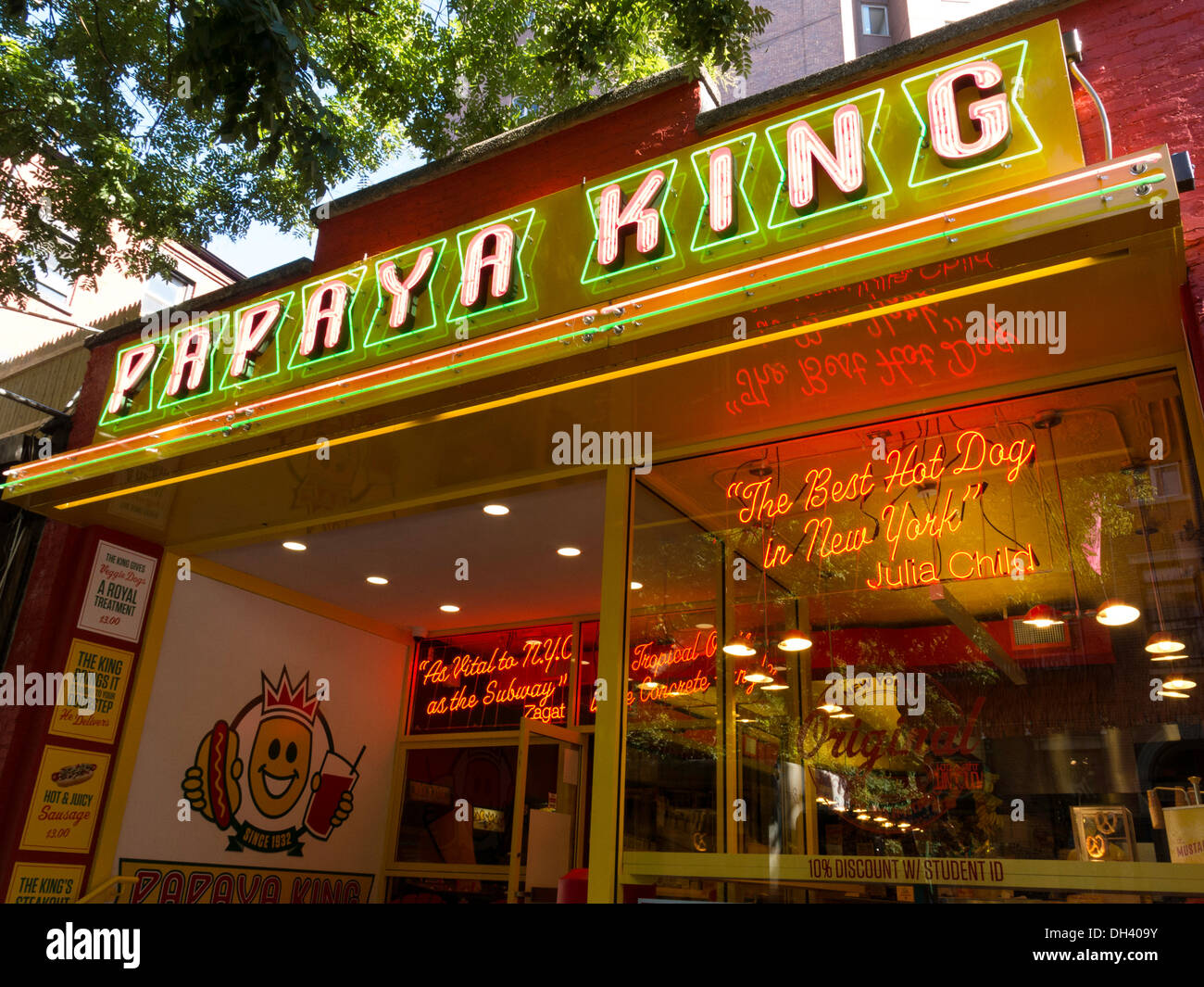 Papaya King, restauration rapide à emporter Restaurant, NYC Banque D'Images