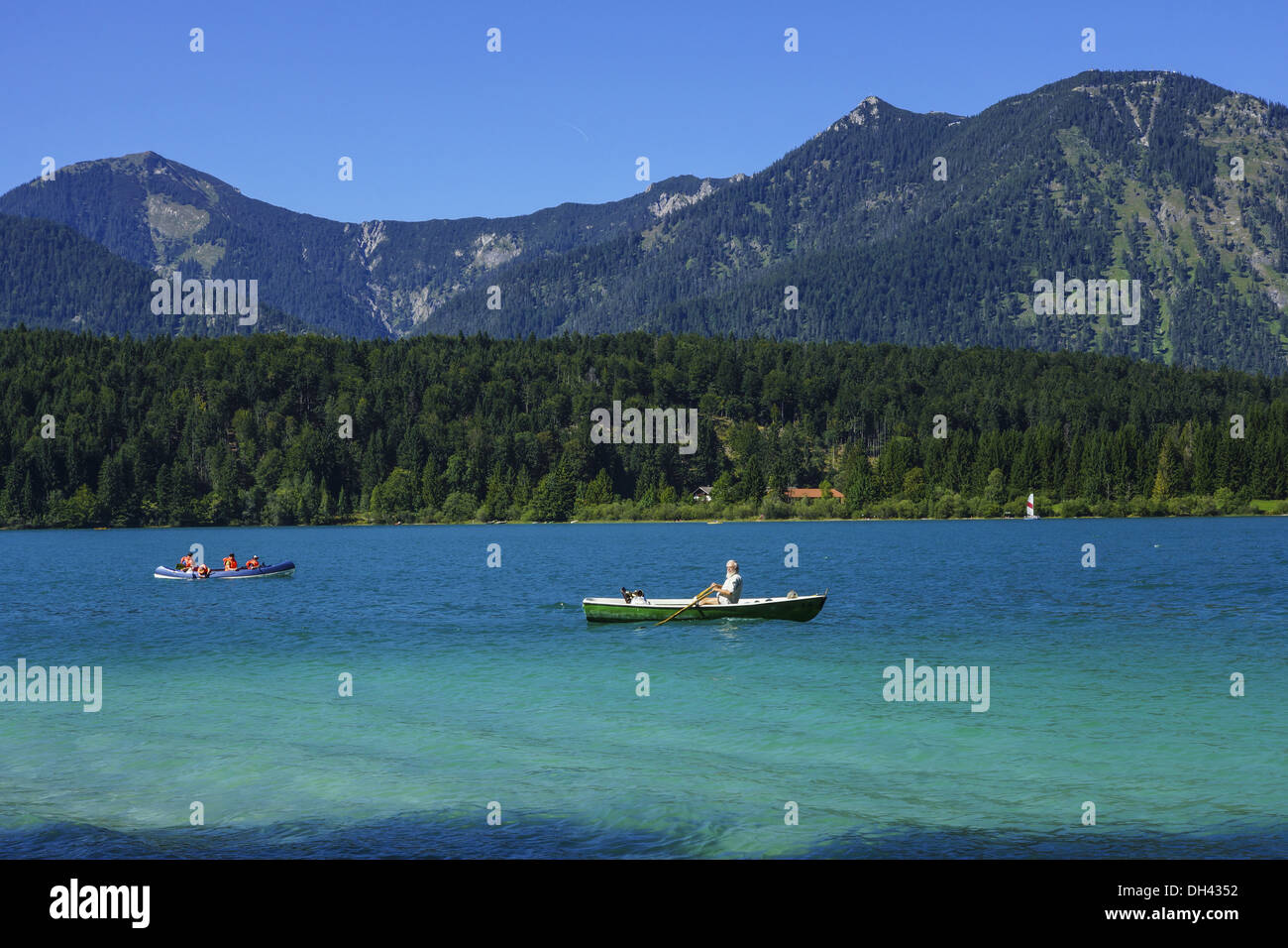 Blick auf den Walchensee, Tölzer Land, Isarwinkel, Bayern, Oberbayern, Deutschland Banque D'Images