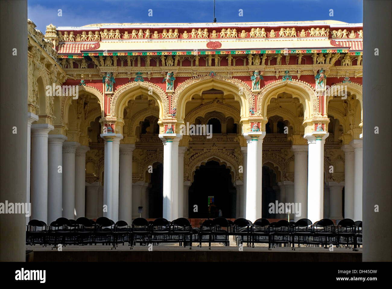 Cour centrale du Palais Thirumalai Naicker Madurai Tamilnadu Inde Banque D'Images