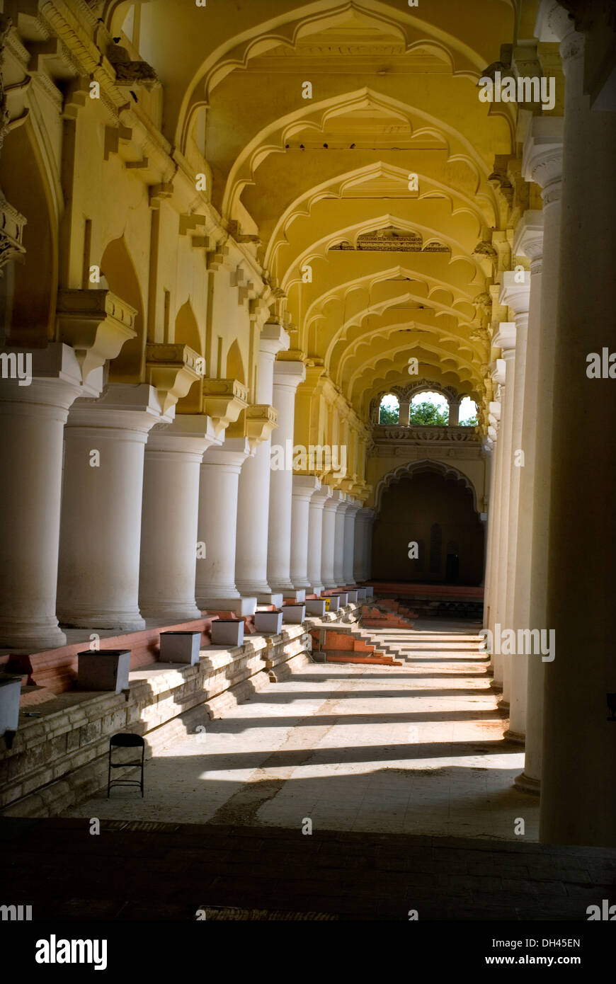 Piliers du Palais Thirumalai Naicker Madurai Tamilnadu Inde Banque D'Images