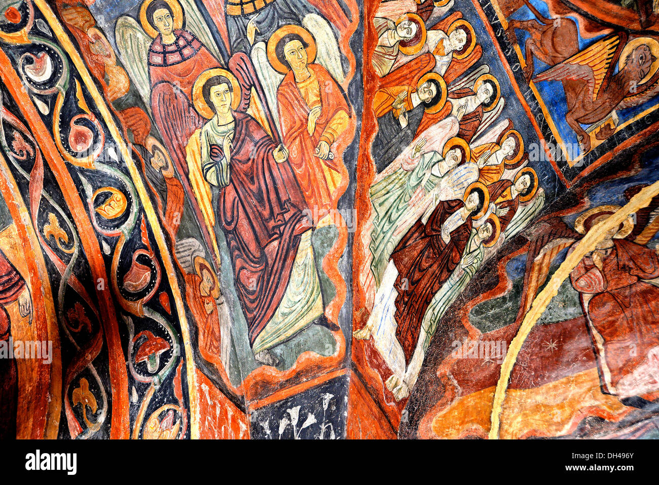 Fresque polychrome de l'église romane Saint Julien Brioude Auvergne Massif-Central France Banque D'Images