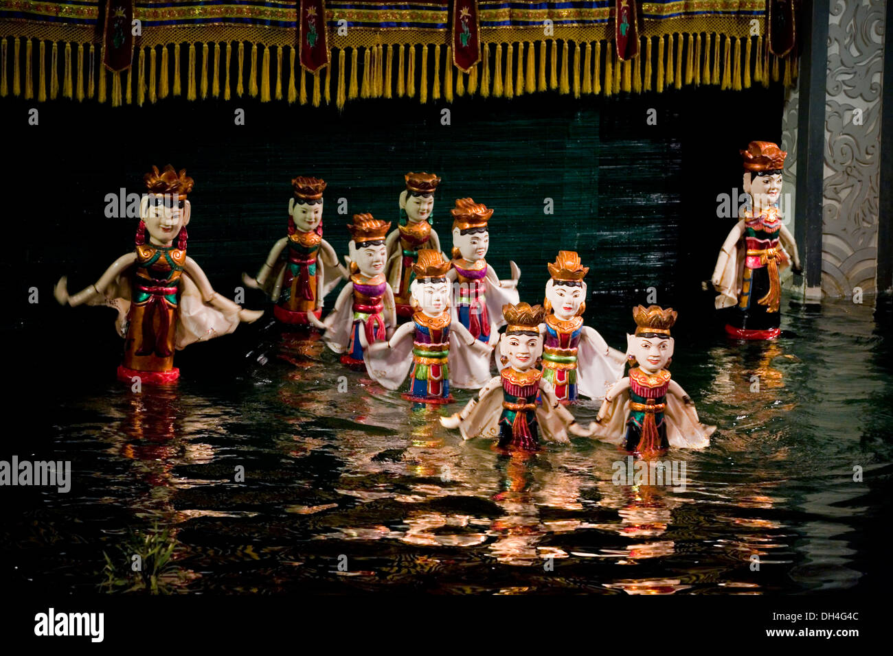 Des marionnettes. Théâtre de marionnettes sur l'eau Thang Long. Hanoi, Vietnam, Asie. Banque D'Images