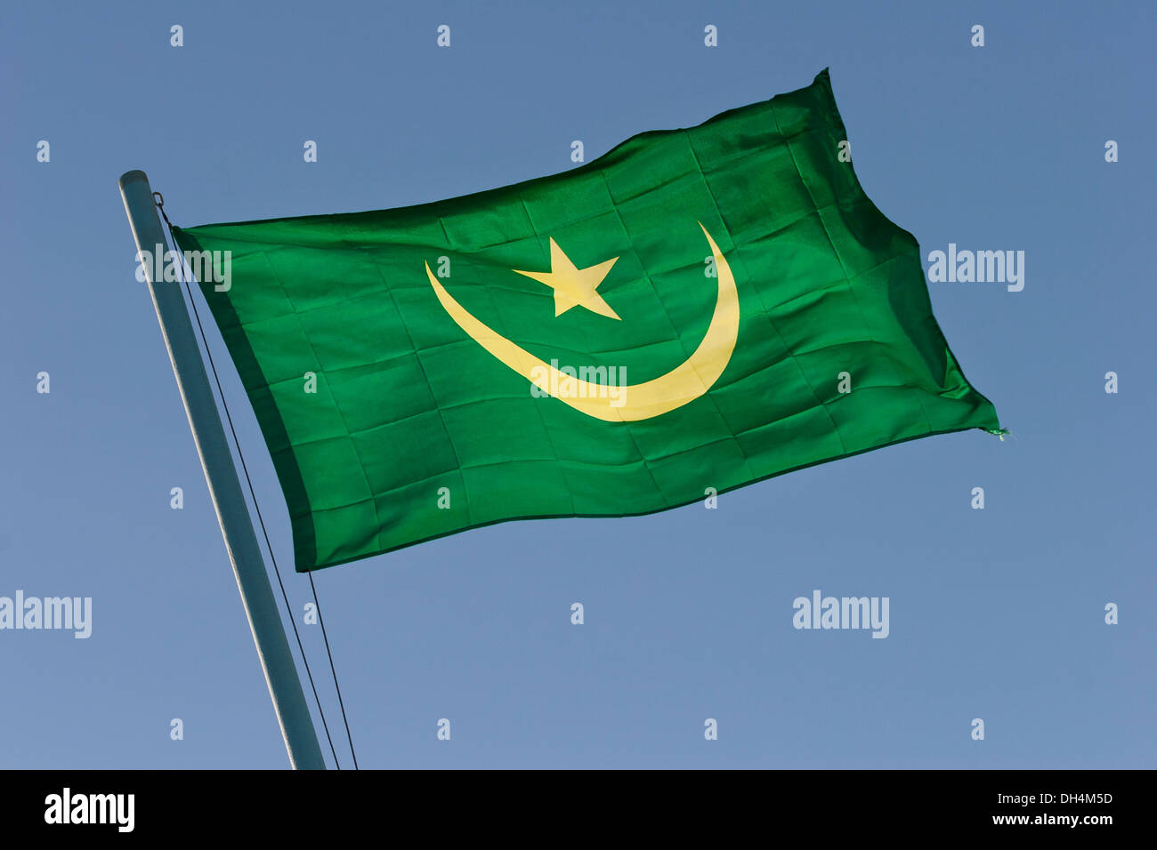 Drapeau national de la Mauritanie, Afrique du Nord-Ouest Banque D'Images