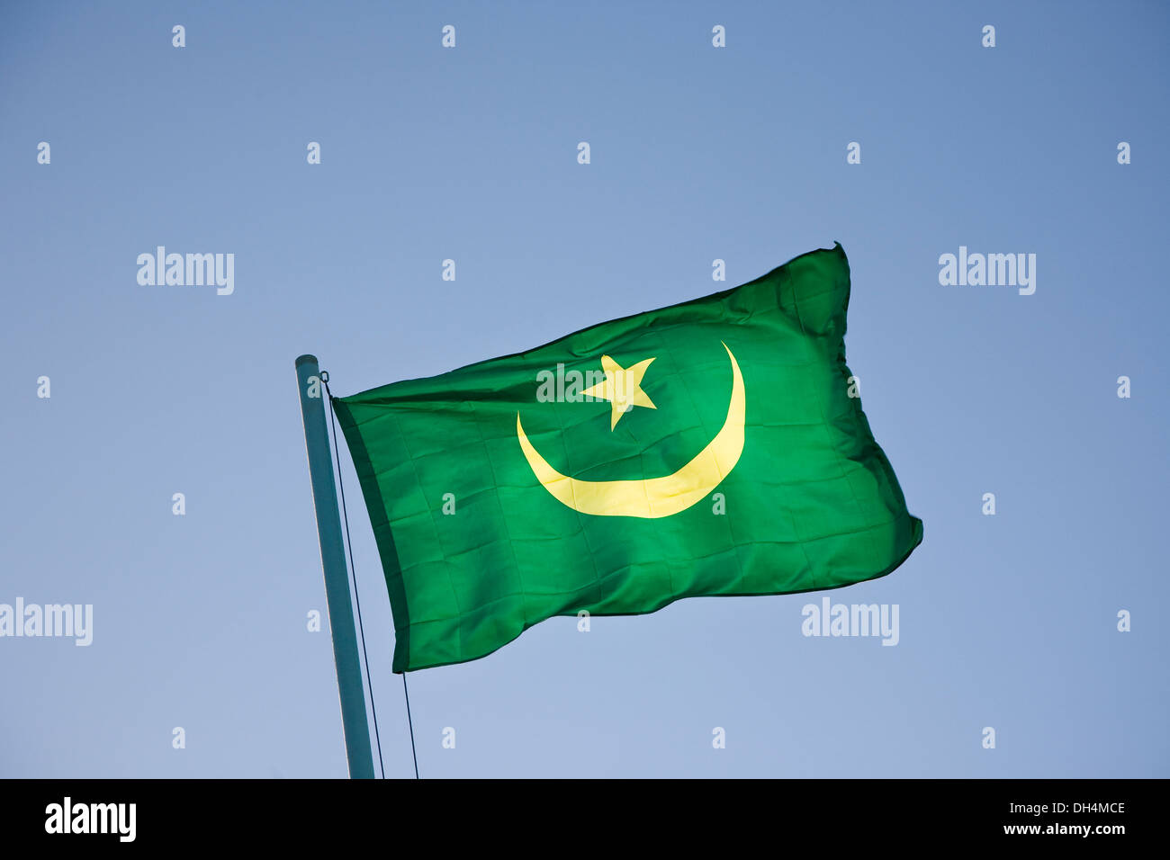 Drapeau national de la Mauritanie, Afrique du Nord-Ouest Banque D'Images