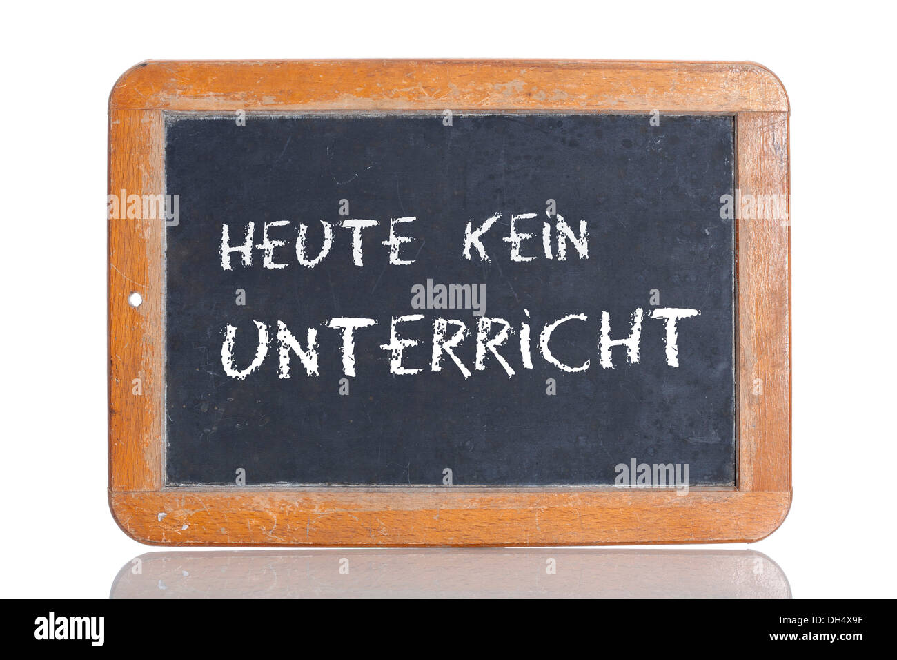 Tableau ancien, lettrage "HEUTE KEIN UNTERRICHT", l'allemand pour "PAS DE COURS AUJOURD' Banque D'Images