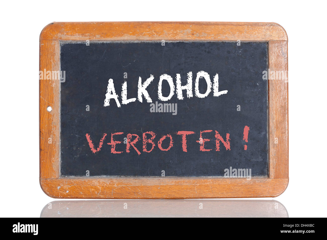 Ancienne école tableau avec les mots ALKOHOL VERBOTEN !, Allemand pour l'alcool interdit ! Banque D'Images