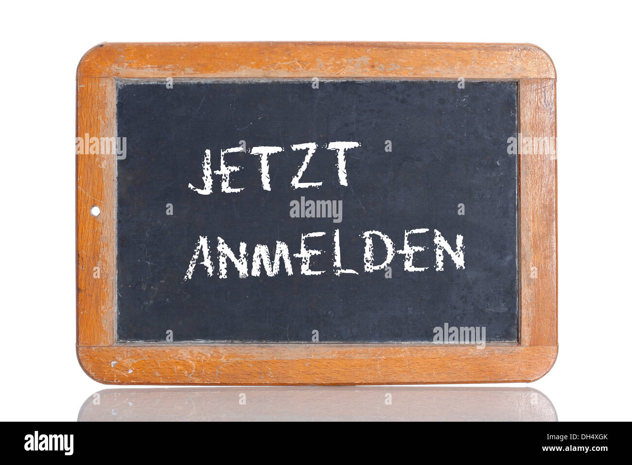 Ancienne école tableau avec les mots JETZT ANMELDEN, Allemand pour Inscrivez-vous maintenant Banque D'Images