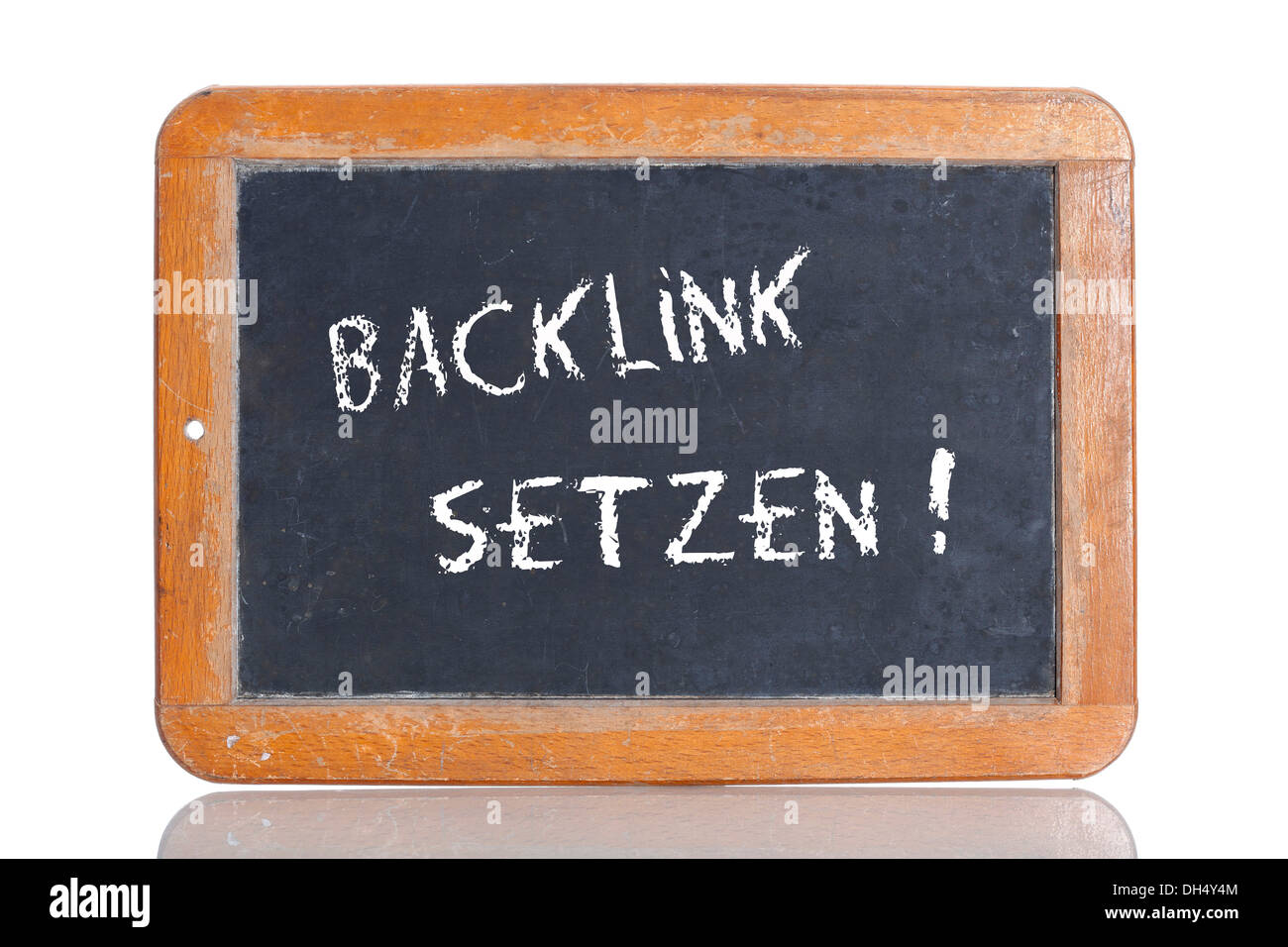 Ancienne école tableau noir avec le terme BACKLINK SETZEN, Allemand pour d'établir un lien Banque D'Images