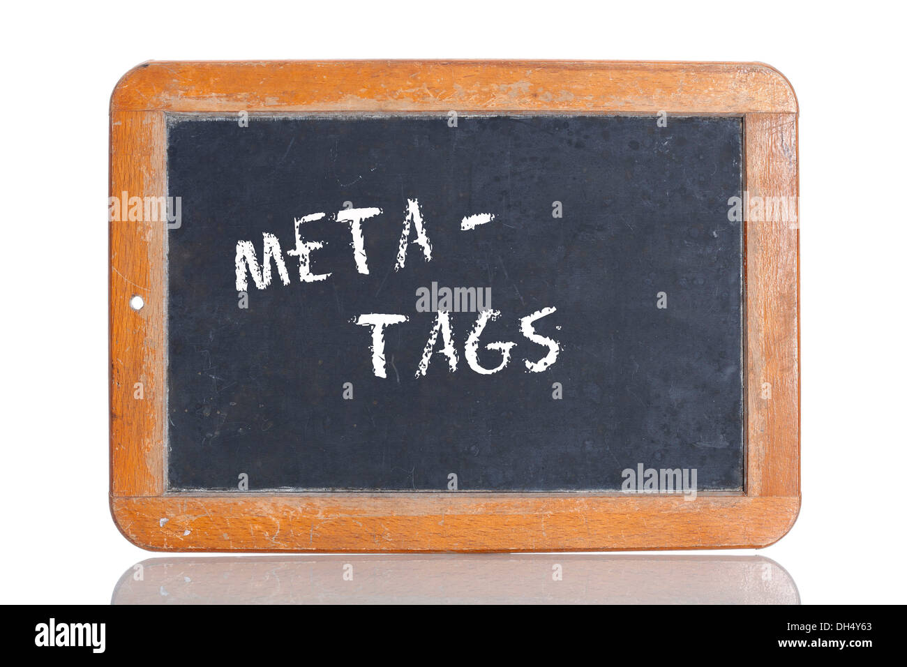 Ancienne école tableau noir avec le terme méta-tags Banque D'Images
