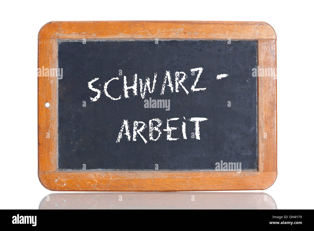 Ancienne école tableau noir avec le terme SCHWARZARBEIT, Allemand pour l'emploi non déclaré Banque D'Images