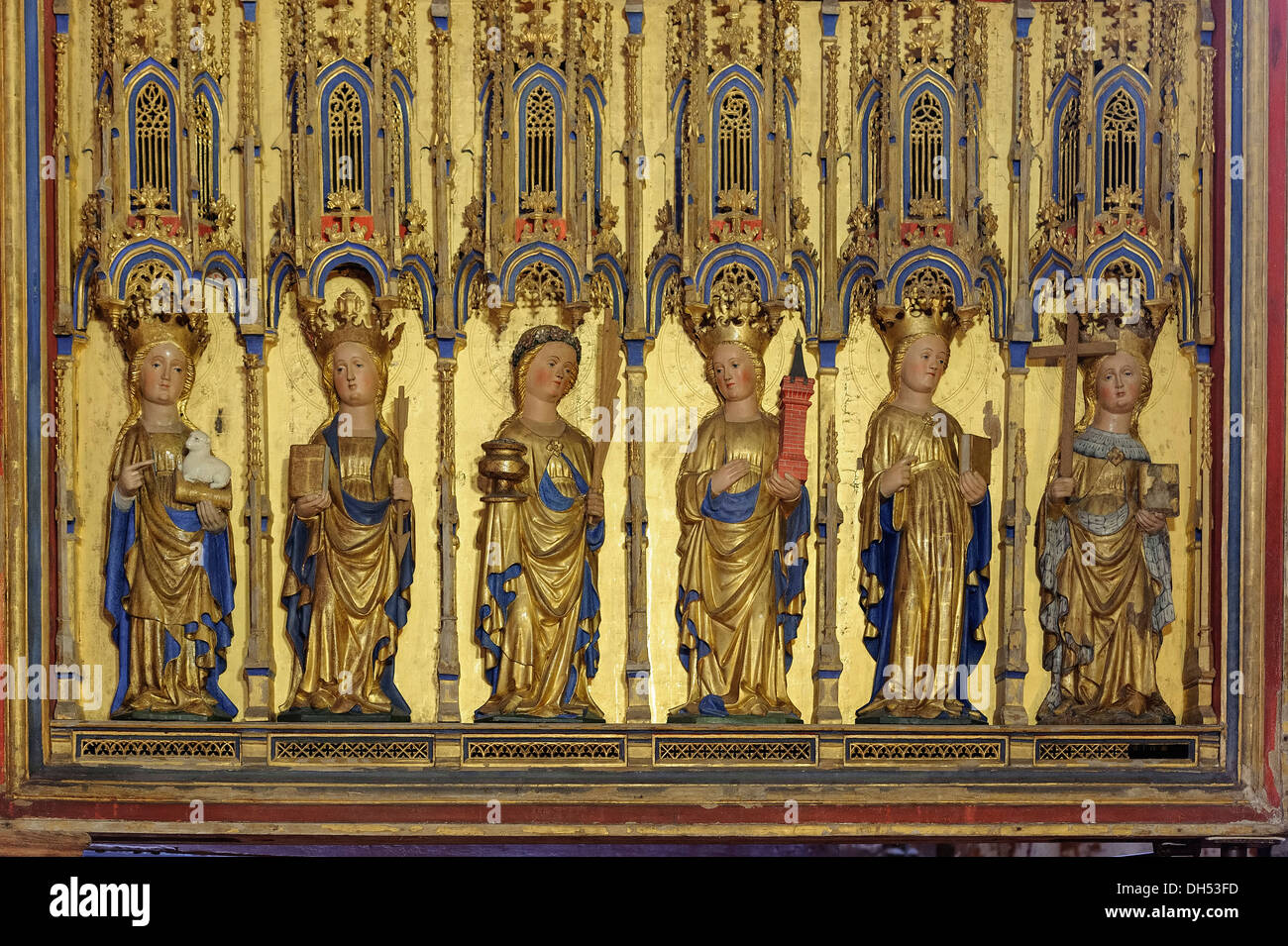 À partir de 1430 autel sculpté à l'église St Nicolai, ville hanséatique de Wismar, Mecklenburg-Hither Occidentale, l'Allemagne, l'UNESCO-monde son Banque D'Images