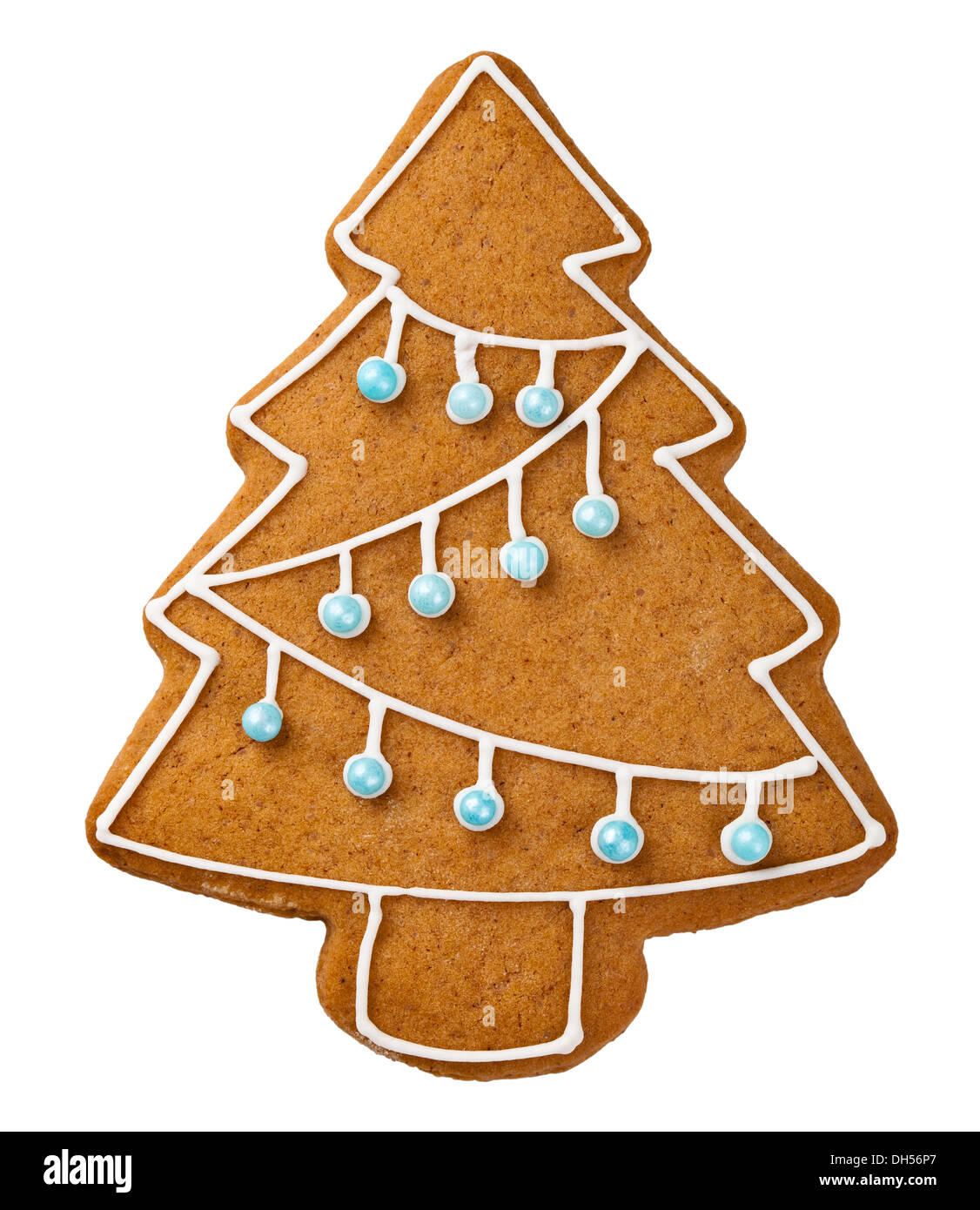Gingerbread tree isolé sur fond blanc. Biscuits de Noël Banque D'Images